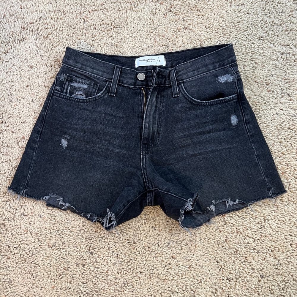 Just Black Jean Shorts Black High-Waisted Distressed
